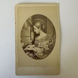 Antique CDV Card Saint Cecilia Carlo Dolce Religious 4”x2.5”